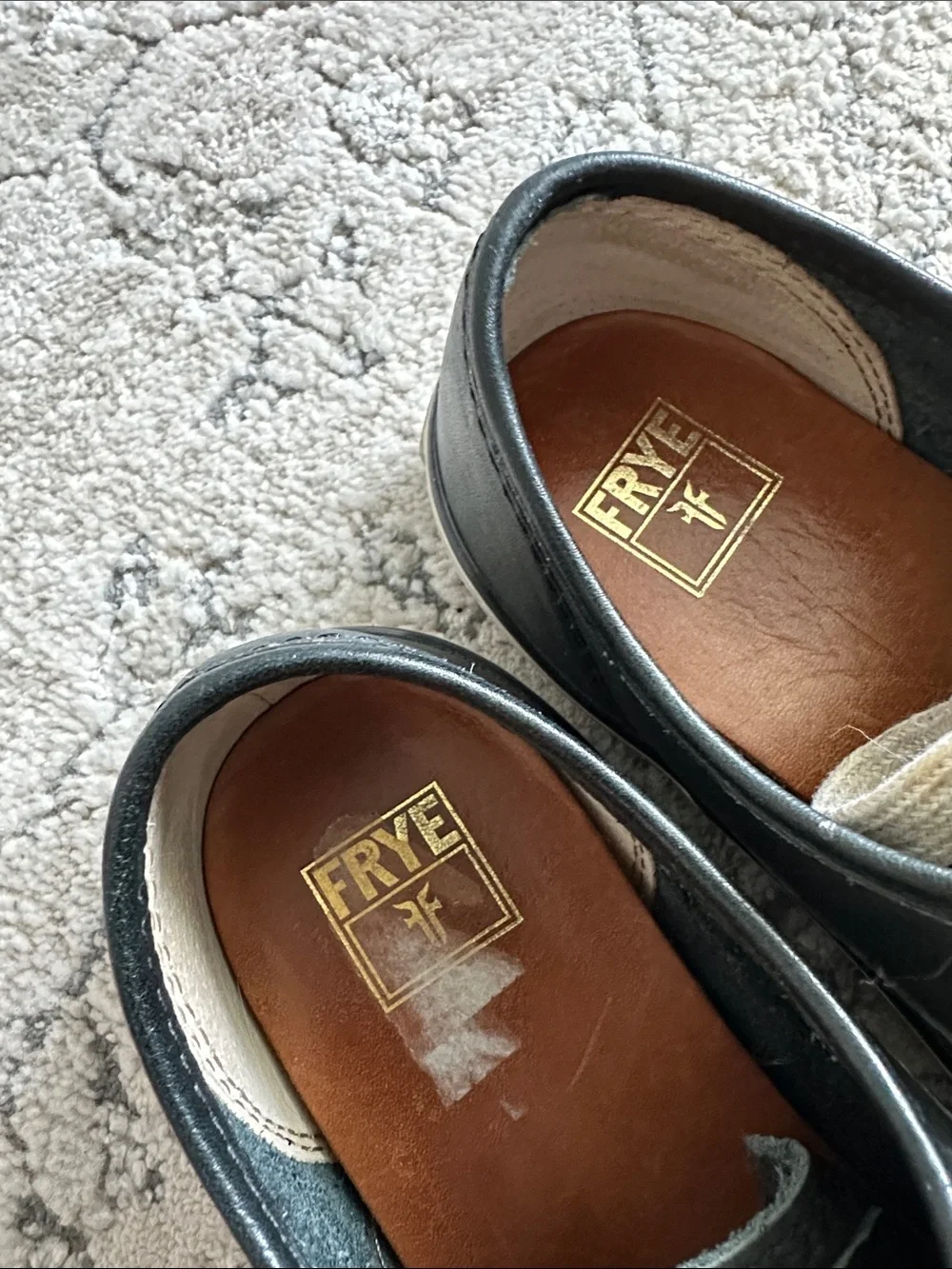 Frye‎ Black Leather Low-Top Sneakers with Cream Laces
